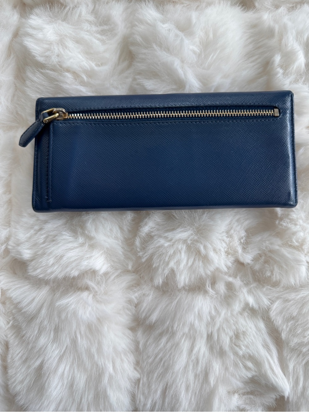 Authentic Prada Blue Saffiano Leather Wallet w/ Box & Ribbons - Picture 8 of 11